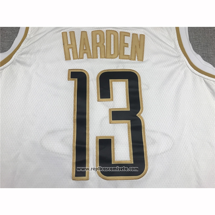 Camiseta Golden Edition Houston Rockets James Harden #13 Blanco